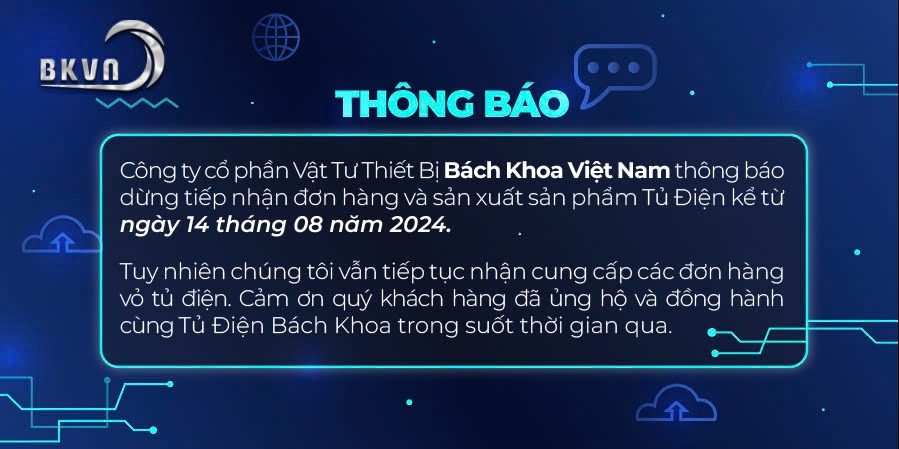 Thông báo ngừng nhận đơn tủ điện